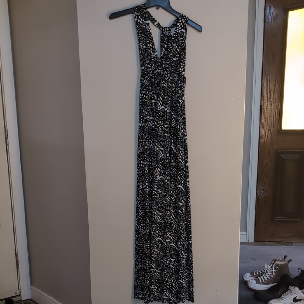 Necessary Objects Blue Halter Sheath Maxi Dress